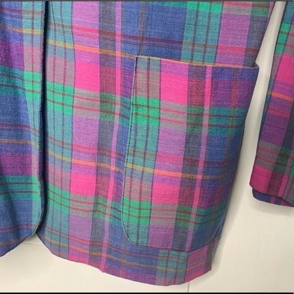 VINTAGE Item Eyes plaid, knee- length blazer - Picture 6 of 7
